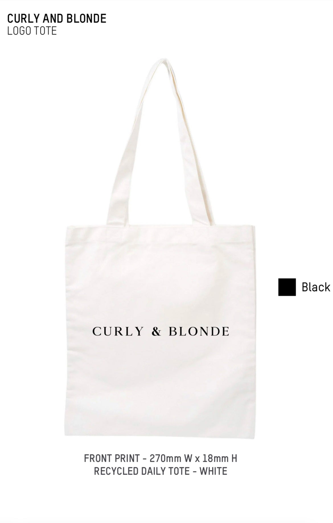 Curly & Blonde 100% Recycled Cotton Tote Bag